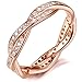 925 Sterling Silver Rose Gold-plated Engagement Wedding Rings with Cubic Zirconia By Presentski