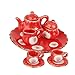MagiDeal Dollhouse Miniature Dining Ware Porcelain Tea Set Dish Cup Plate 8pcs Red