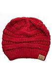 ScarvesMe Trendy Warm Chunky Soft Stretch Cable Knit Slouchy Beanie (Red)