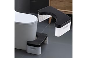 HI FINE CARE Folding Toilet Stool, Foldable Squatting Stool Poop Stool, Bathroom Toilet Potty Stool, Splicable Poop Stool | Bathroom Accessories | Foot Stool (Black Toilet Stool)