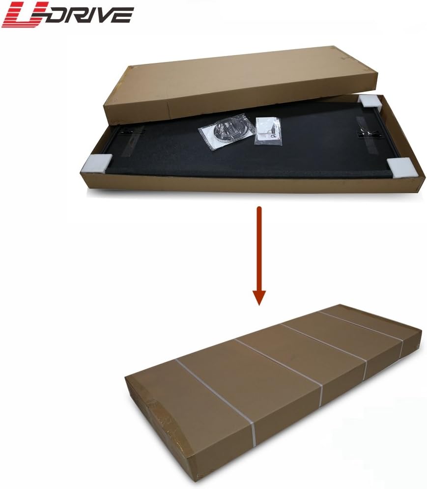 Amazon Com U Drive Auto Lock Tri Fold Hard Solid Tonneau Cover For 2014 2018 Toyota Tundra With 8ft 96in Bed Automotive