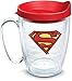 Tervis DC Comics - Superman Insulated Tumbler with Emblem and Red Lid, 16oz Mug, Clear