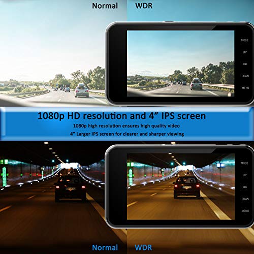 Dual Dash Cam Front and Rear, NINE CUBE 1080p HD Driving Recorder,Car DVR Dashboard Camera, 4" IPS Screen, 170° Super Wide Angle, G Sensor, Loop Recording, Parking Monitor, Motion Detection - Thumbnail 5