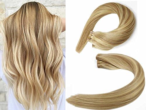 SeaShine Tape in Hair Extensions #12P613 Light Brown/Bleach Blonde 100% Remy Human Hair Extensions Silky Straight for Fashion Women 20 Pcs/Package(16Inch #12P613 30g)