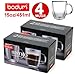 Bodum Bistro Double-Walled Transparent 15 Ounce Jumbo Coffee Mug, Set of 4