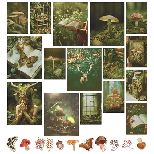 97 Decor Dark Goblincore Room Decor Aesthetic - Cottagecore Wall Decor, Fairycore Room Decor, Fairy Core Art Prints, Vintage Goblincore Mushroom Pictures Fairy Posters for Bedroom (8x10 UNFRAMED)