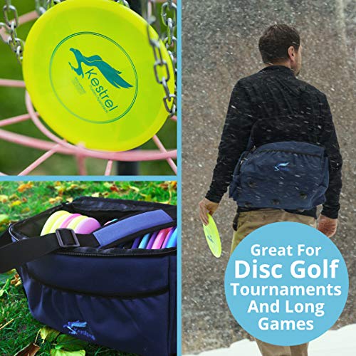 Kestrel Disc Golf Bag | Made from Heavy Duty Canvas | Comfortable & Portable Frisbee Golfing Bag for Beginners to Advanced Players | Fits up to 15+ Discs & Other Golf Equipment | Functional Design