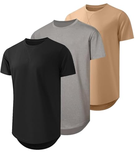 Mens 3 Pack Plain Cotton Shirts Short Sleeve Casual Crew Neck T