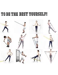 Beakabao Sports Resistance Band Set - Includes Bands, Handles, Ankle Straps, Door Anchors, Guides and Bag,   Skipping Rope - for Physical Training, Weight Loss, Home Exercise, Yoga, Pilates