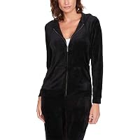 Gloria Vanderbilt Women's Ellie Velour Full Zip Hoodie. Size: Small. Black  at Amazon Women's Clothing store