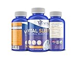 Vital Natural Sleep Aid Dietary Supplement: Adult Nighttime Non Habit Forming Pills with Melatonin, Magnesium, Passionflower, Valerian, Chamomile and More - 60 Gluten Free, Non GMO Veggie Capsules
