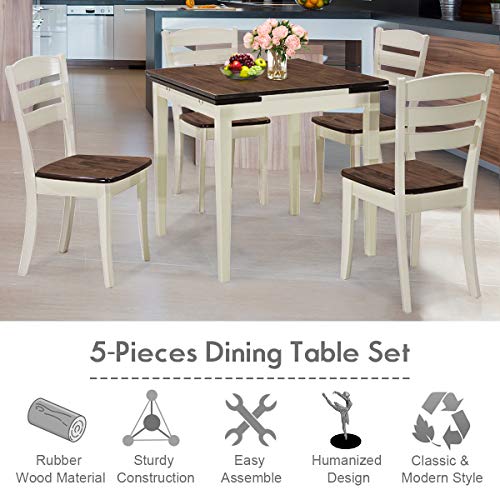 Giantex 5Piece Dining Table Set with Folding Tabletop, Wood Kitchen