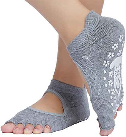 Toeless Yoga Socks for Women Non Slip Anti-skid Pilates Grip Socks for Barre Yoga Fitness (grey 1 pair)