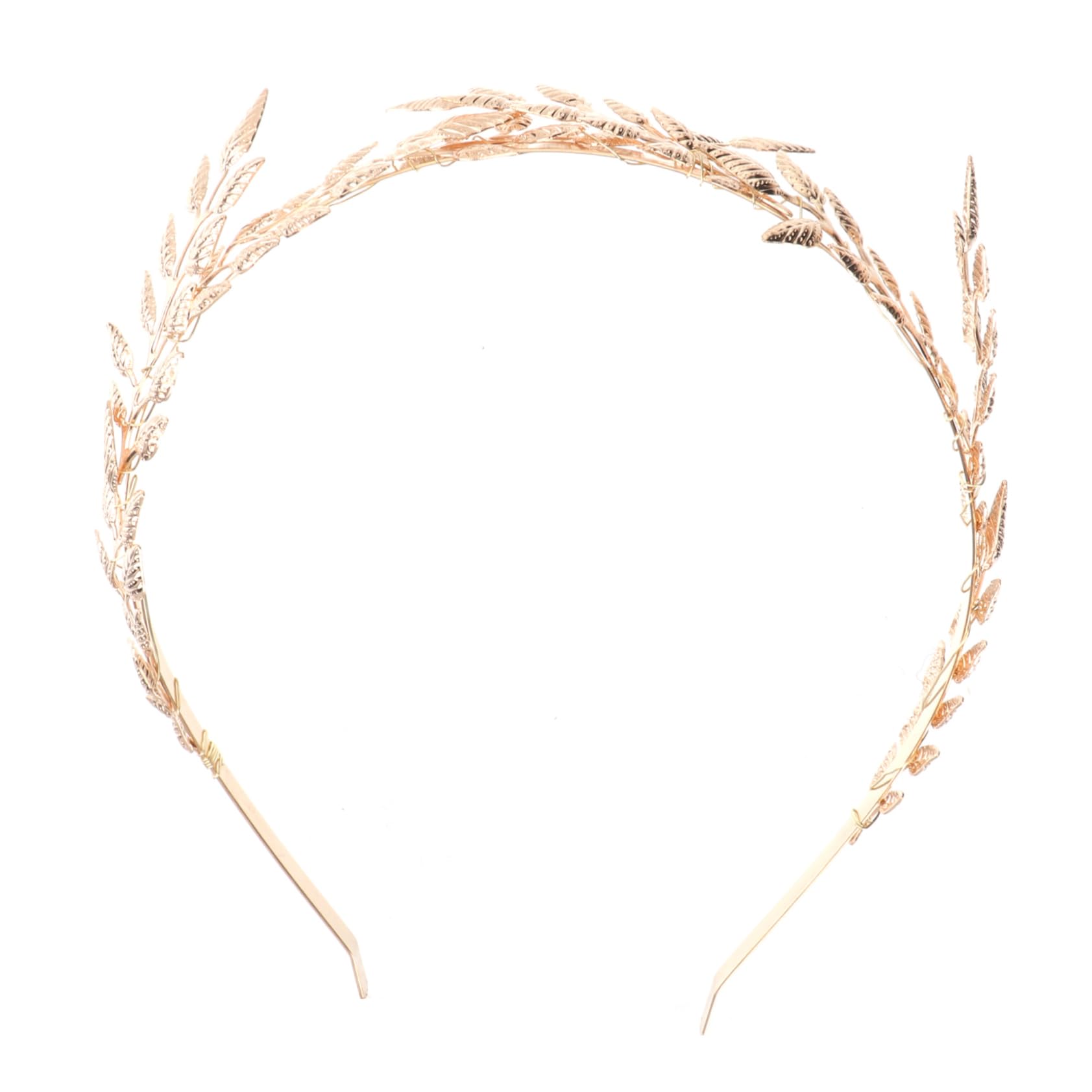 Lurrose Bride Golden Leaves Headband Wedding Headband Hair Side Combs Headdress Goddess Headwear Barrettes Wedding Hair Accessory for Women Bride