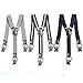 b.m.c BMC 3pc Mens Mixed Color Pattern Elastic Adjustable Strap Y-Back Button End Suspenders with Clip Fasteners - Set 2