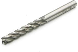 LINGGAN 5/16" HSS End Mill 8mm Cutting Dia 8MM Shank Dia Extra Long Straight Shank End Mill Bit, 4 Flute High Speed Steel Milling Cutter for Wood, Steel, Aluminum, Titanium, Foam, Total length 100mm