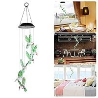 Goodtechnical Solar Hummingbird Wind Chimes Color Changing Led Mobile Hanging Waterproof Hummingbird Wind Chimes for Outdoor Indoor Home Party Night Yard Garden Decoration (Black)
