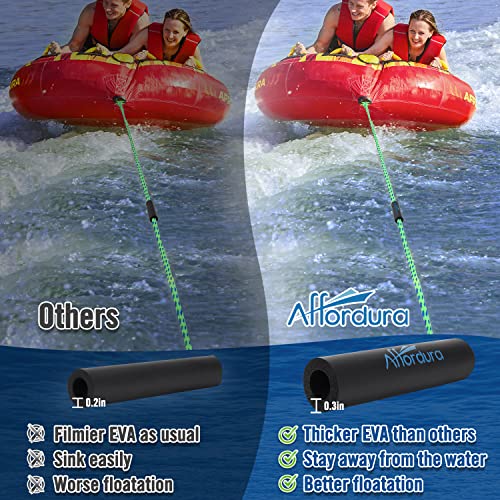 Affordura Tow Rope for Tubing 4 Sections Boat Tow Rope Tube Ropes for
