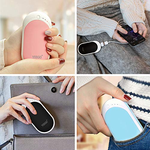 YEEGO Hand Warmers Rechargeable, Electric Portable Pocket Travel Hand Warmer Reusable Heater 5200mAh Power Bank, Best Winter Hand Warmer Gift for Women & Men 2 Years Warranty(Black)