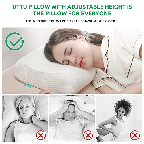 UTTU Sandwich Pillow Queen Size, Adjustable Memory Foam Pillow, Bamboo