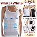 2pcs Mens Compression Slimming Body Shaper Undershirt 2 white or 2 black + Free Gift (L, white+white)