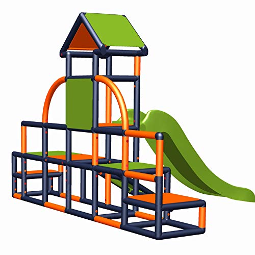 move and stic - Charlin Spielturm mit Rutsche und Schräge für den Garten oder das Kinderzimmer apfelgrün-orange… – Bild 4