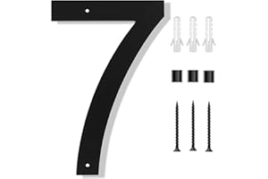 Takytao 8 Inch house numbers for outside, Large Modern Black House Numbers Floating Acrylic Door Numbers with Nail Kits, Easy to Install for Exterior House Address Mailbox Garage Street Yard(Number 7)