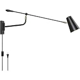 AILELANG 33" Large Black Rotatable Movable Long Pole Swing Arm Wall Sconce | Adjustable Directional Black Wall Sconce, Rotatable Angle Wall Lamps for Living Room Sofa Background Wall,dining Table Over