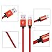 E-POWIND High Speed Nylon Braided Micro USB Charging Cable, 3 Pack of 6 Feet - Red