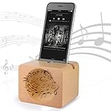 Solid Wood Phone Stand Speaker, BNEST Wooden Phone Dock Cell Phone Charging Dock Sound Amplifier No Power for iPhone8/7