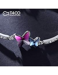 T400 Blue Purple Pink Butterfly Crystal Bangle Bracelet ? Birthday Gift for Women Girls