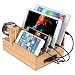 InkoTimes Bamboo Charging Station for Multiple Devices Organizer - USB Wooden Charging Docking Station - Perfect for Smart Phone Pad Tablet Home Family Office or Gift Giving (USB Charger NOT Included)