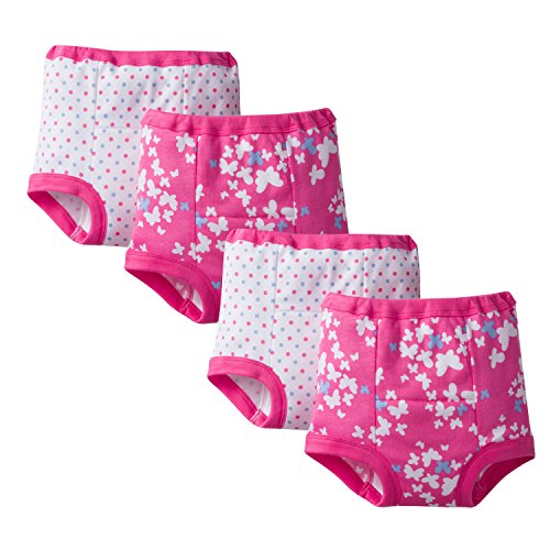 Gerber Little Girls' 4 Pack Training Pant, Butterflies/Dots, 2T