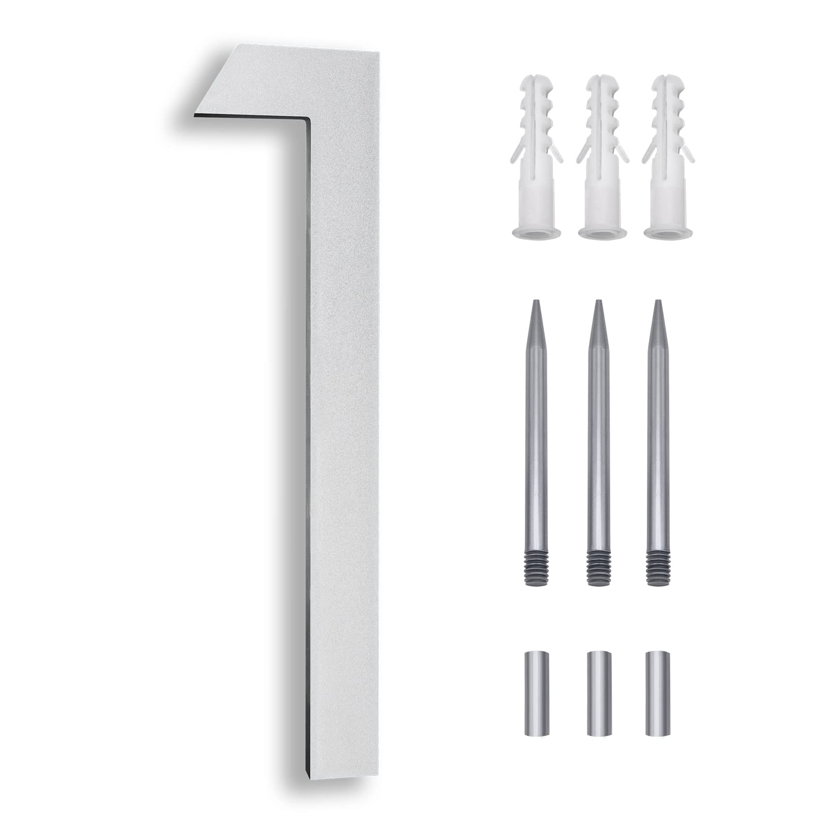 Photo 1 of Modern 8 Inch Silver House Numbers - Large Metal Door Numbers For House Address - Aluminum Flush Mount