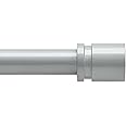 Byondeth Curtain Rods for Windows 16 to 144 Inches Adjustable Length 1 Inch Diameter Window Curtain Rod with Aluminium End Cap, Silver Gray