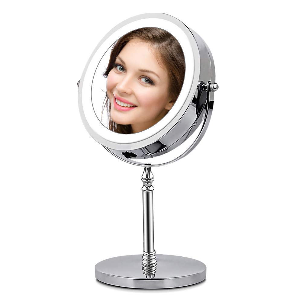 AMZTOLIFE Rotación ajustable de 360 ° Espejo Maquillaje con Luz Circulo