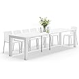 Mobili Fiver, First, Extendable Console Table 17.7(120) x35.4 in, High Gloss White, for 4-14 People, Space Saving Dining Table, Italian Furniture