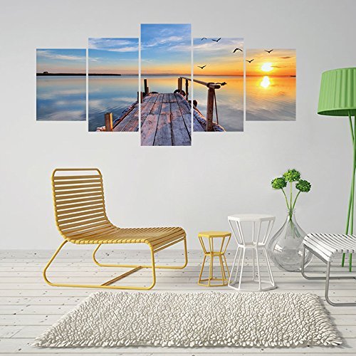 Kaimao 3D Vinyl Removable Wall Sticker Combination Wall Decals Home Decal Living Room Murals TV Background Decor(Lake Landscape)