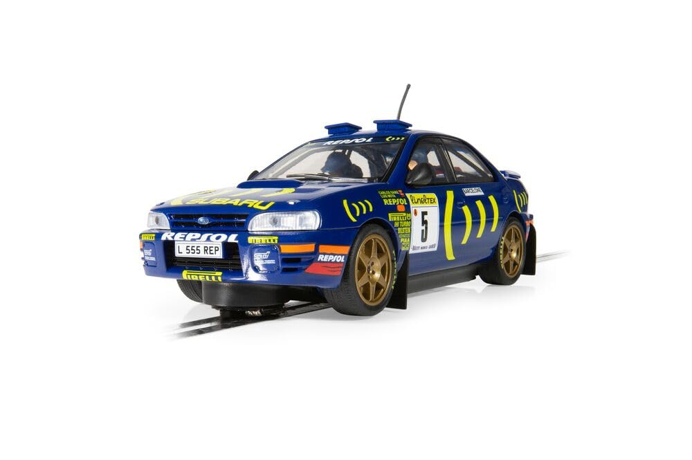 Scalextric Cars - C4555 Subaru Impreza WRX - 1995 Carlos Sainz - Toy Slot Car for use Race Tracks or Sets - Small Kids Gift Ideas for Boy/Girl Ages 3 Accessories, Blue — image 1