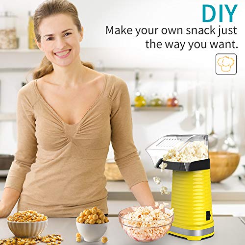 1200W Fast Hot Air Popcorn Popper With Top Cover, Electric Popcorn Maker Machine, Healthy & Delicious Snack For Family Gathering, Easy To Clean, ETL Certified, Safe