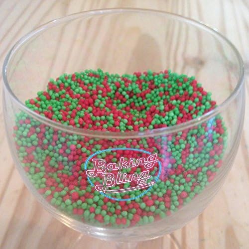 50g Red & Green Festive Balls Non-Pareils by Baking Bling - Xmas Sprinkles Tiny Sugar Balls