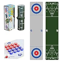 TORPSPORTS 2 in 1 Table Top Shuffleboard Pucks and Curling Games with 8 Rollers-Great for Everywhere Fun,Easy and Quick to Set-Up