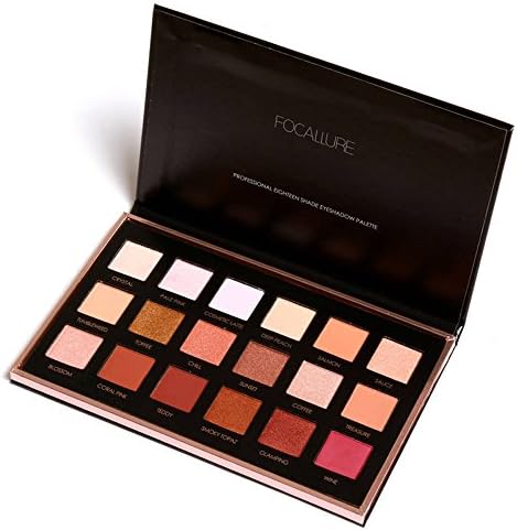 Kashyk Focallure 18 Colors Pearlized Color Eyeshadow Powder Palette, Shimmer Matte Moisturizing Safe Eye Shadow Set Clear And Brilliant Bright Colors Eye Shadow Makeup Combination