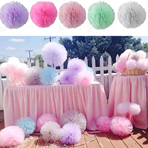 Drhob 4 Colors Tulle Netting Rolls Bolt Fabric Ribbons 6 x 900 Inch by 25 Yards Spool for Bow Tutu Skirt DIY Craft Sewing Gift Wrapping Clothes Wedding Decoration - Pink, Green, White, and Blue - Thumbnail 4