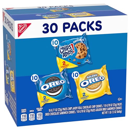 NABISCO SWEET TREATS COOKIE VARIETY PACK OREO, OREO GOLDEN & CHIPS AHOY!, 30 SNACK PACKS (2 COOKIES PER PACK)