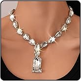 CLOORDE Chunky Crystal Necklace for Women Sparkly Full Rhinestone Choker Large Crystal Pendant Necklace Party Prom Wedding Jewelry Accessories Gifts for Her