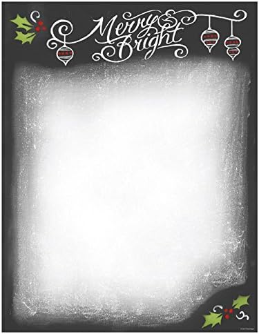 Merry &amp; Bright Christmas Chalkboard Holiday Computer Printer Paper (150 Sheets)