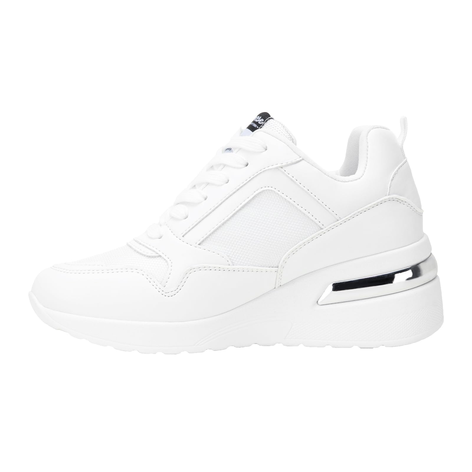 Photo 1 of **USED**
 Vepose Women's 8026A Fashion Wedge Sneakers,Arch Support High Heel Tennis Shoes,AllWhite,Size 9.5 US-Lace-up(CJY8026A allwhite 09.5)