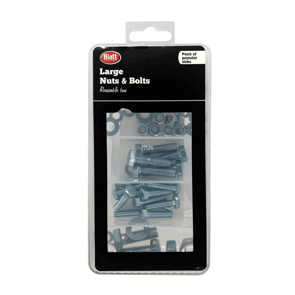 Hardware Solutions - Bolts Nuts and Washers - Reusable Box Value Kit 51 Pieces. Bolts: 6x25mm| 8x30mm | 10x30mm. Nuts: M6, M8, M10. Washers: ø6, ø8, ø10 — image 1