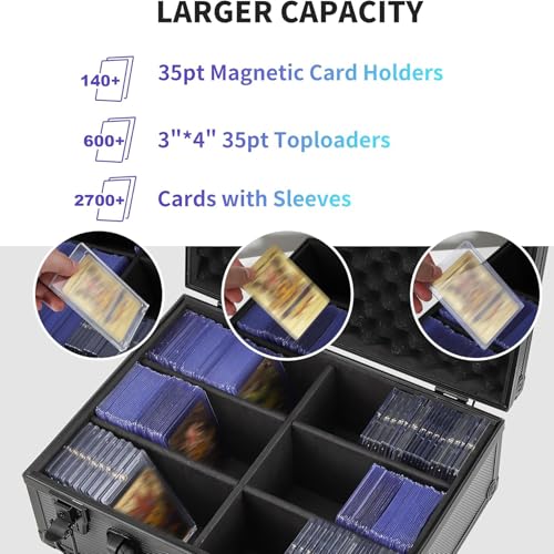 Toploader Storage Box for 3" x 4" 35pt Rigid Card, Trading and Sports Card Hard Case Holds 600+ Toploaders, 38 * 27 * 14Cm Black